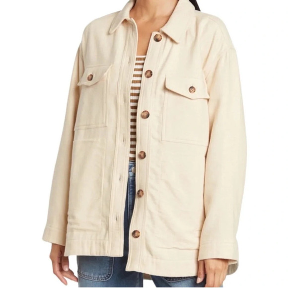 Madewell Waffleback Branner Shirt Jacket Shacket Womens Cream Button Front Small - Picture 1 of 12